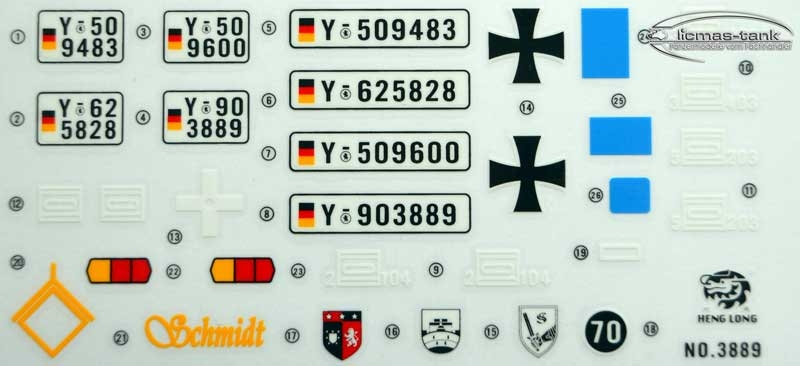 Aufkleberset Decal Heng Long Panzer 1:16 Leopard 2 A6 Aufkleberset Decal Heng Long Panzer 1:16 Leopard 2 A6