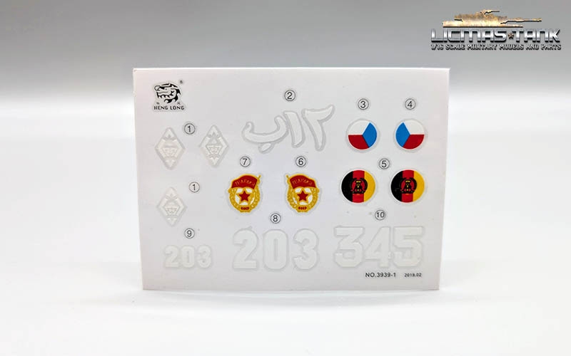 Aufkleberset Decal Heng Long T-72 1/16