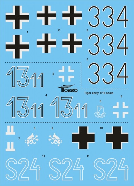 Tiger 1 1:16 Naßschiebedecals  Aufkleber Set Tiger 1 1:16 Naßschiebedecals  Aufkleber Set