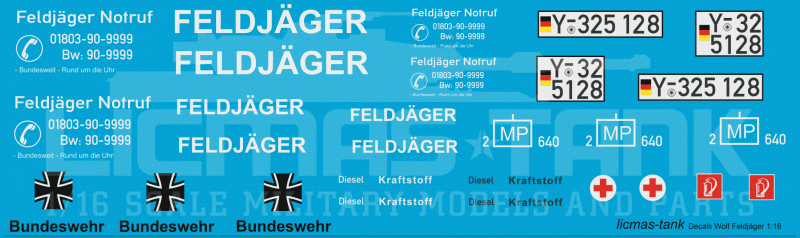 1/16 Bundeswehr Feldjäger Militärpolizei Decalsatz