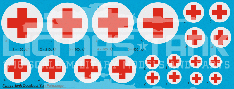 1/16 Decalsatz Bundeswehr Rotes Kreuz Sanitätsfahrzeuge