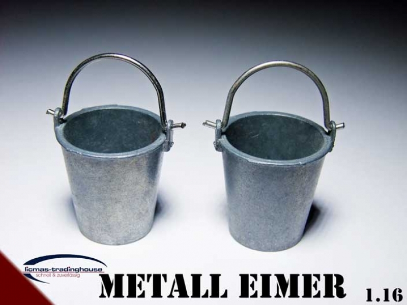 2 Stück Metalleimer 1:16 – Zubehör für Dioramen und RC-Panzer 2 Stück Metalleimer 1:16 – Zubehör für Dioramen und RC-Panzer