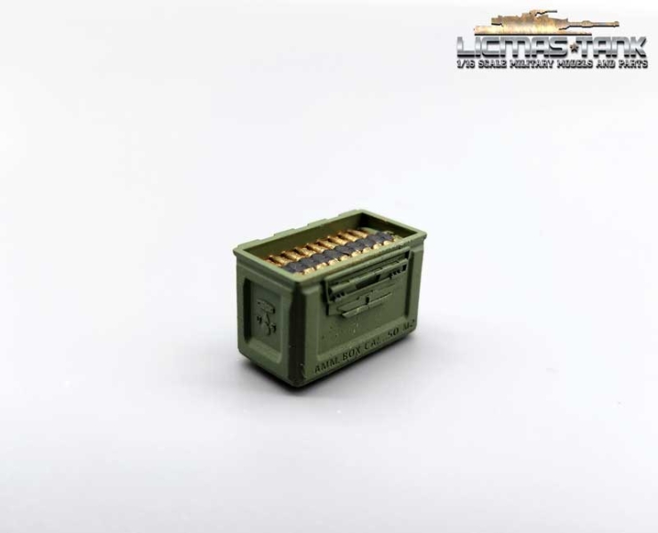 1/16 US Army offene Munitionskiste grün M2 Caliber 50 ohne Deckel WW2 Resin bemalt