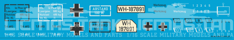 1/16 Decalsatz Wehrmacht Kübelwagen